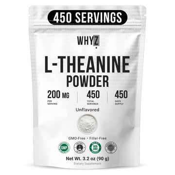 Pure L-Theanine Powder Unflavored Amino Acid Supplement Powder from Fine L-Theanine for Smooth Mixing Vegan Friendly Non-GMO No-Additives for Smoothies Drinks and Daily Nutrition Support, 3.2 oz (90g) WHYZBuy Supplements Australia