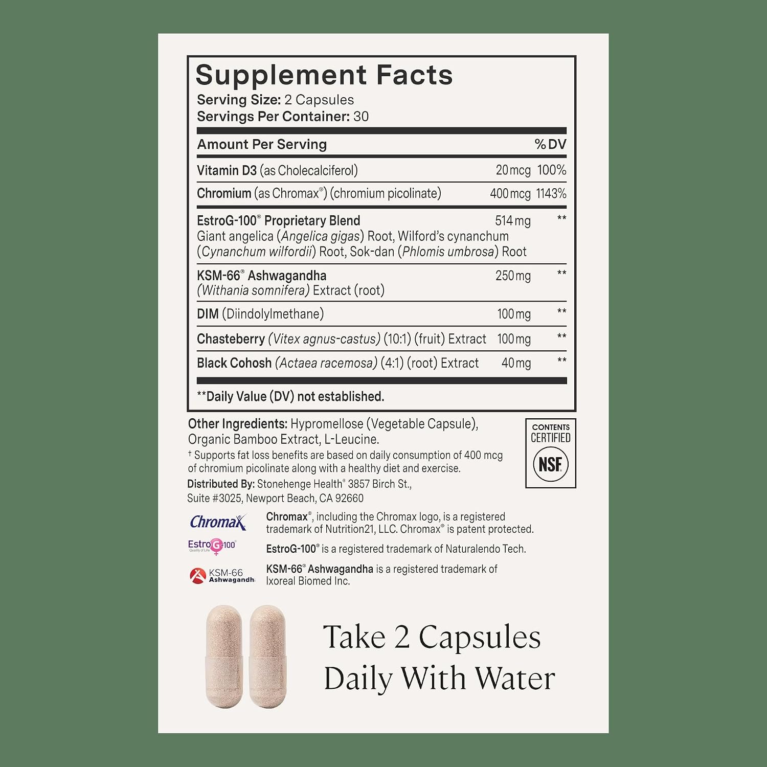 Stonehenge Health for Women Menopause Support for Peri + Menopause + Post - Mood, Energy, Stress, Hot Flashes, Night Sweats, Sleep & Cortisol, Chromax Chromium, Vitamin D3, KSM-66 Ashwagandha (2 Pack)