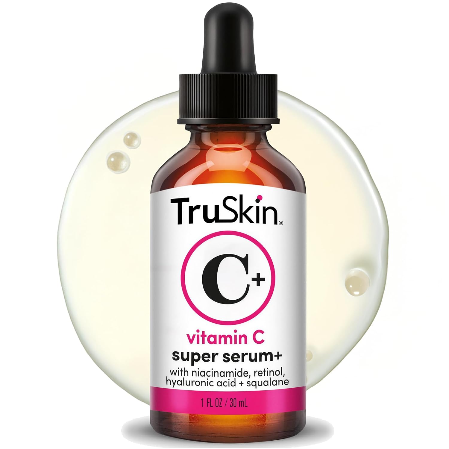TruSkin Vitamin C Super Serum for Face, 5 Skin Benefits, 1 fl oz | Vitamin C, Retinol, Niacinamide, Hyaluronic Acid and Squalane to brighten, firm, smooth, hydrate, and refine skin