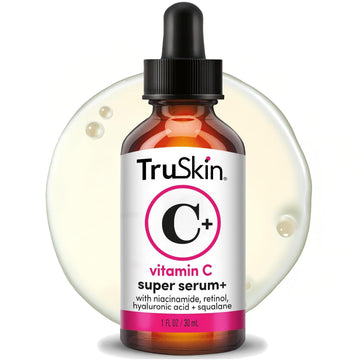 TruSkin Vitamin C Super Serum for Face, 5 Skin Benefits, 1 fl oz | Vitamin C, Retinol, Niacinamide, Hyaluronic Acid and Squalane to brighten, firm, smooth, hydrate, and refine skin