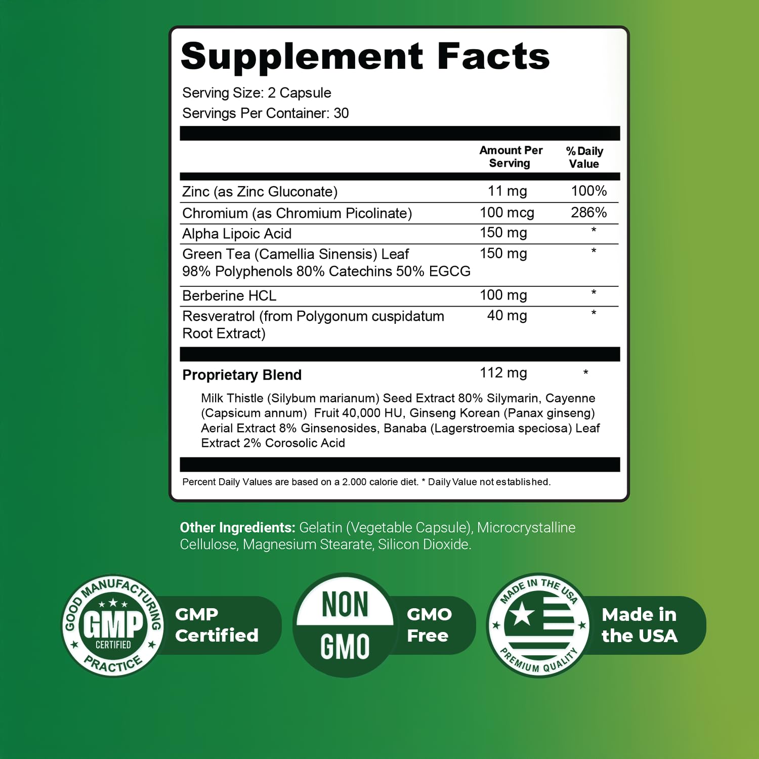 Claritox – Zinc, Chromium, ALA & Green Tea – 60 Ct, 1 Month Supply | Also includes Resveratrol & botanicals with Zinc, Chromium, ALA & Green Tea | Non-GMO, Stimulant-Free