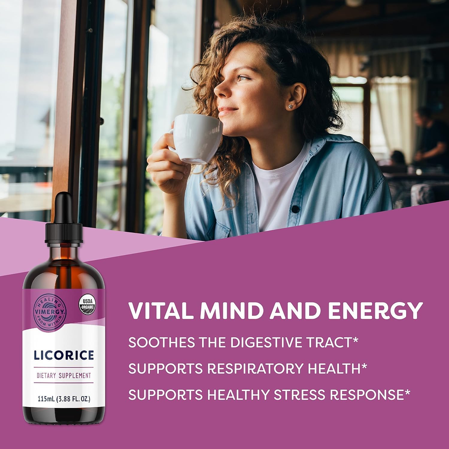 Vimergy Licorice – Promotes Digestive Function* 57 2mL (50-58 Drops) Servings (200mg Extract Per Serving) – Benefits Respiratory Health* – USDA Organic, Vegan, Gluten-Free – 115 mL