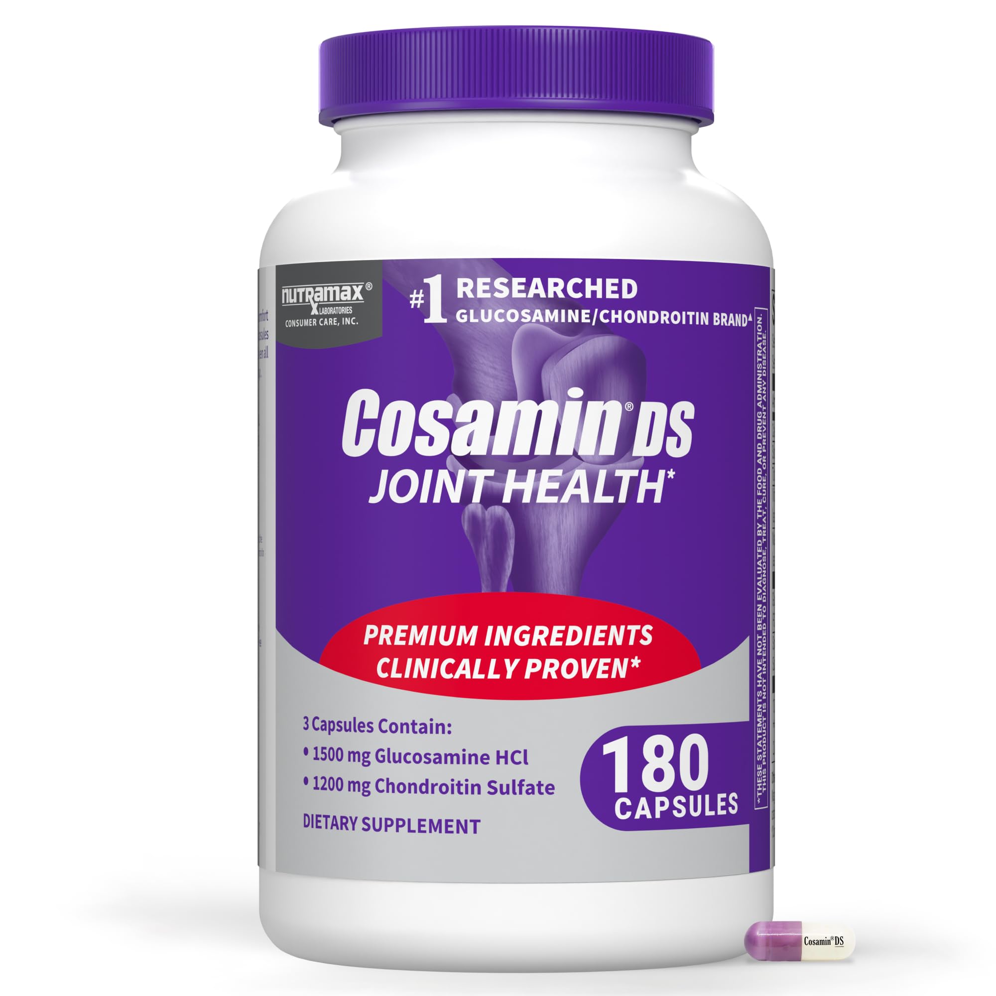Nutramax Cosamin DS Joint Supplement, Glucosamine Chondroitin, 210 Capsules | Clinically Proven in Published Studies, Trademarked Glucosamine and Chondroitin for Joint Support, Third Party Tested
