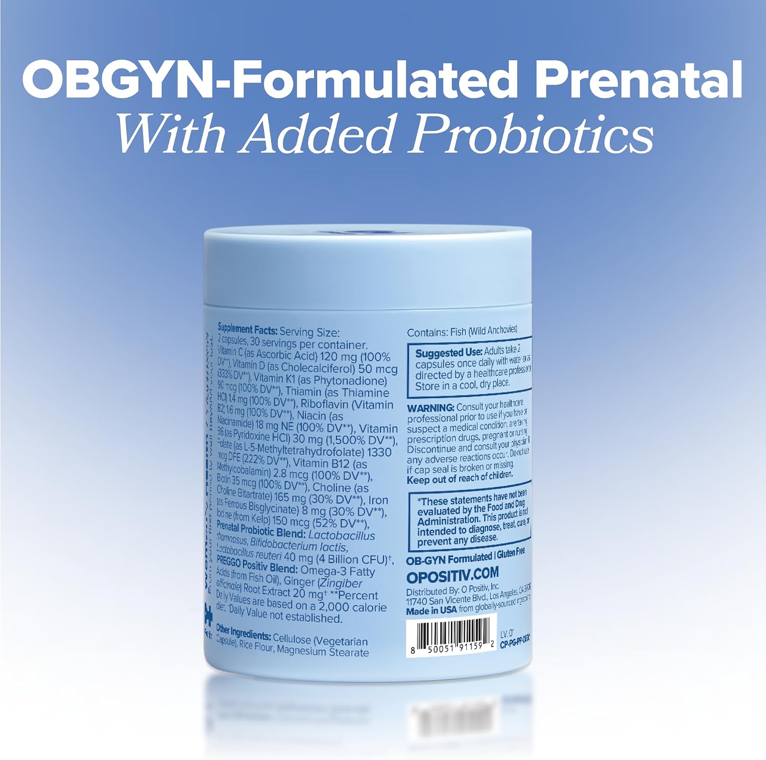 PREGGO Prenatal Vitamin + Probiotic with Folate & Choline – 30-Day Supply