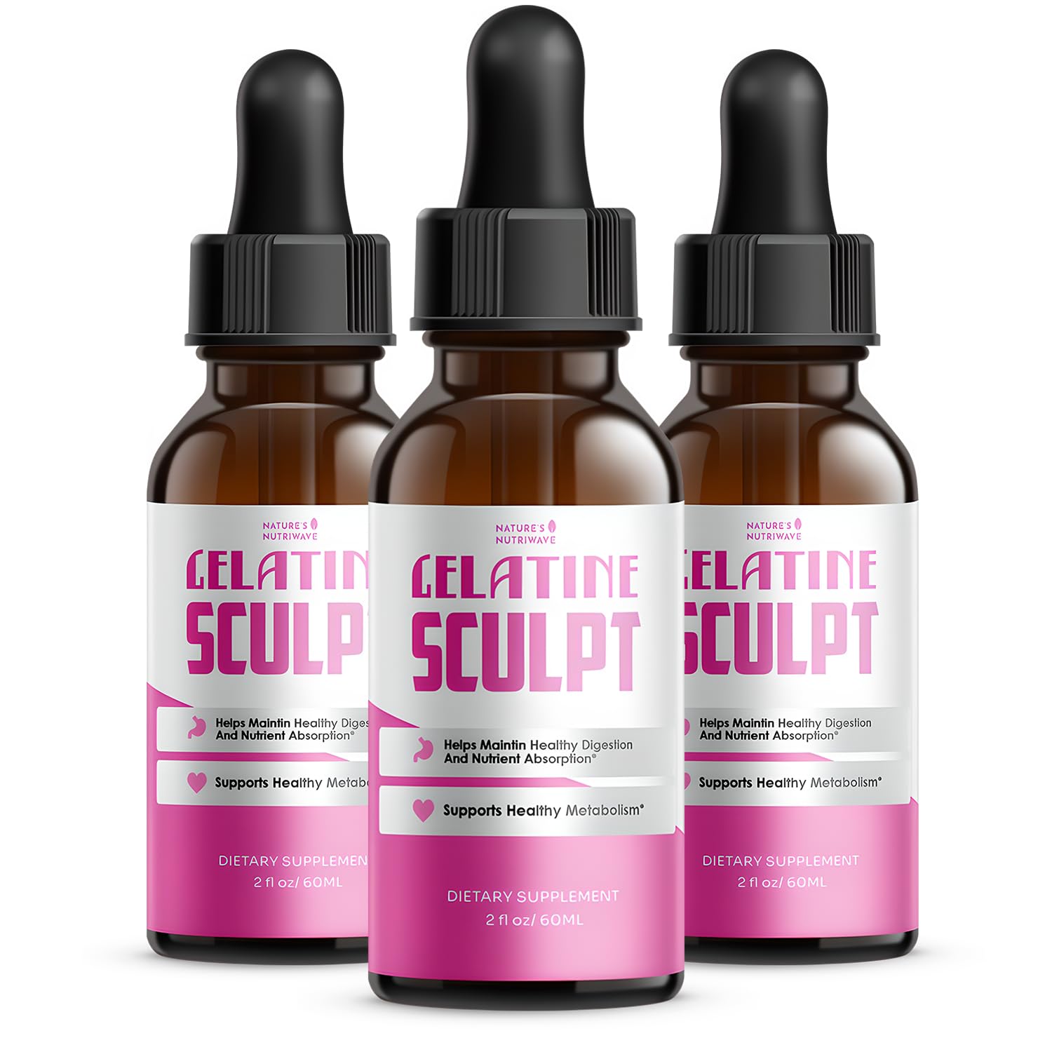 Gelatine Sculpt – Daily Liquid Botanical Supplement with Chromium & Plant Extracts – Clean, Stimulant-Free Formula – Non-GMO, Made in USA, GMP-Certified - 2 fl oz (60 mL), 1 Month Supply