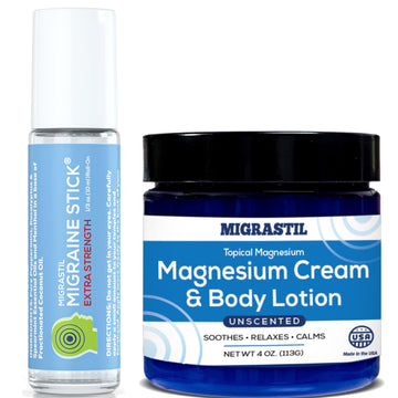 Basic Vigor Migrastil Extra Strength Migraine Stick & Topical Magnesium Cream Bundle Basic VigorBuy Supplements Australia