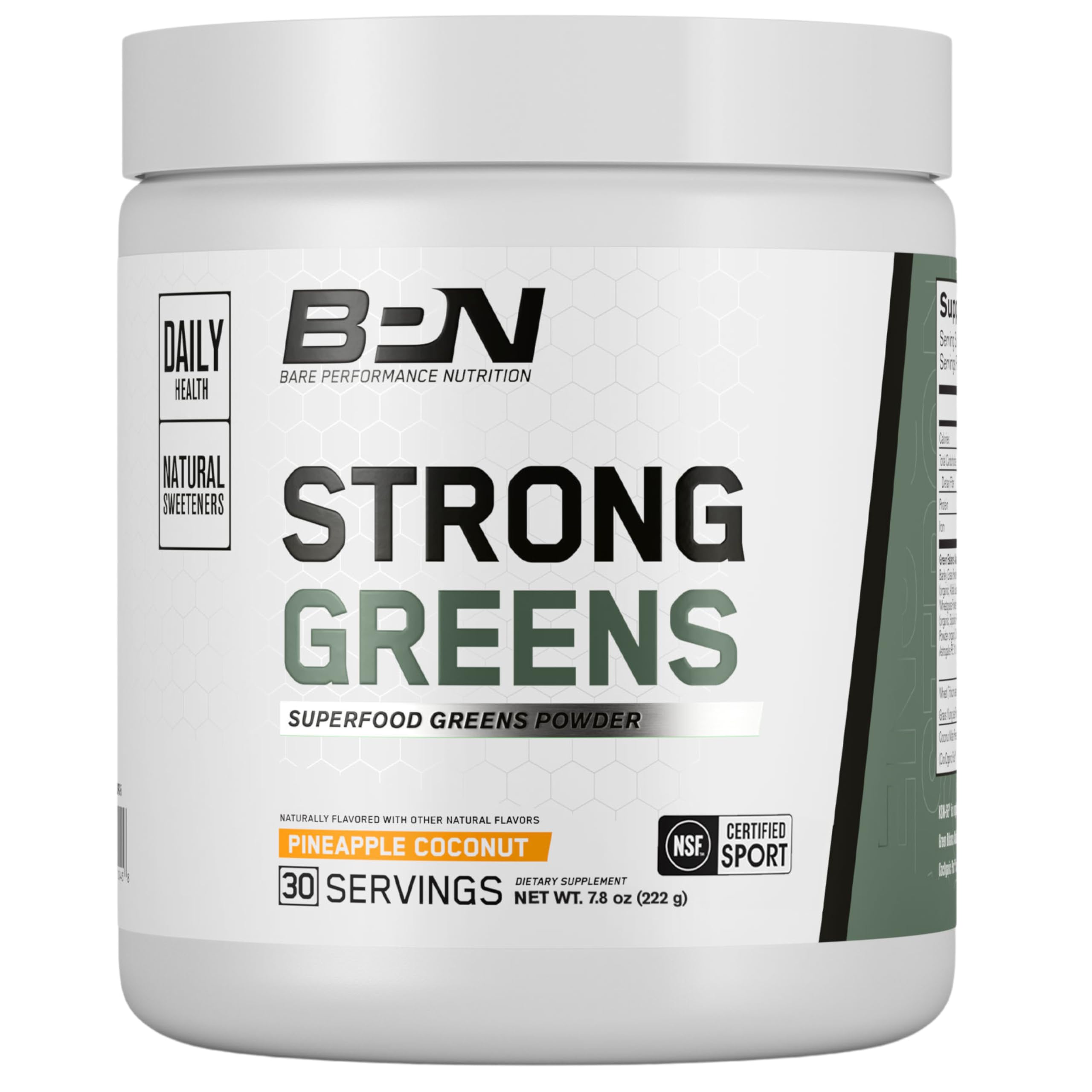 BARE PERFORMANCE NUTRITION, BPN Strong Greens Superfood Powder, Lemon, 30 Servings