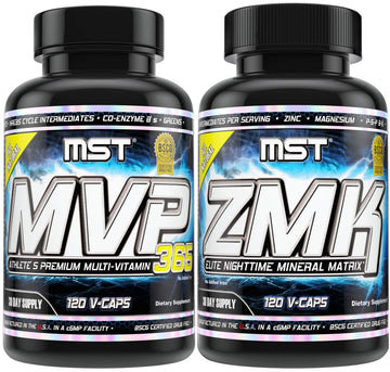 MST Foundation Stack, ZMK Nighttime Multi-Mineral, 120 V-Caps and MVP-365 Premium Multiple Vitamin, 1000iu Vitamin D3, 120 V-Caps, BSCG Certified Drug Free Millennium Sport Technologies MSTBuy Supplements Australia