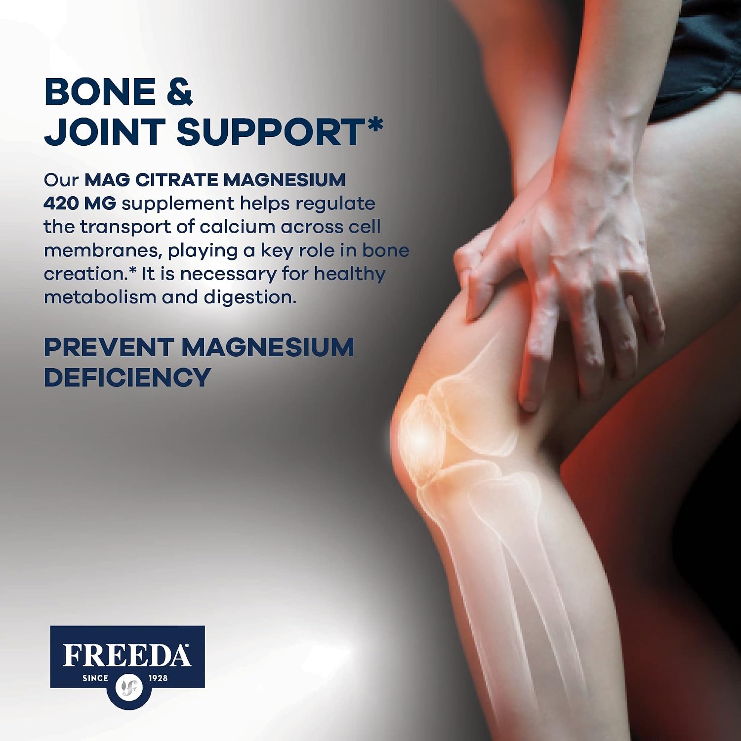 FREEDA Magnesium Citrate Powder for Bone, Joint, & Muscle Support 16 Oz | Supports Nerve Health, Relaxation, & Sleep – Kosher, Vegan, Gluten-Free, Corn-Free, Unflavored, 150 Servings, Made in USA