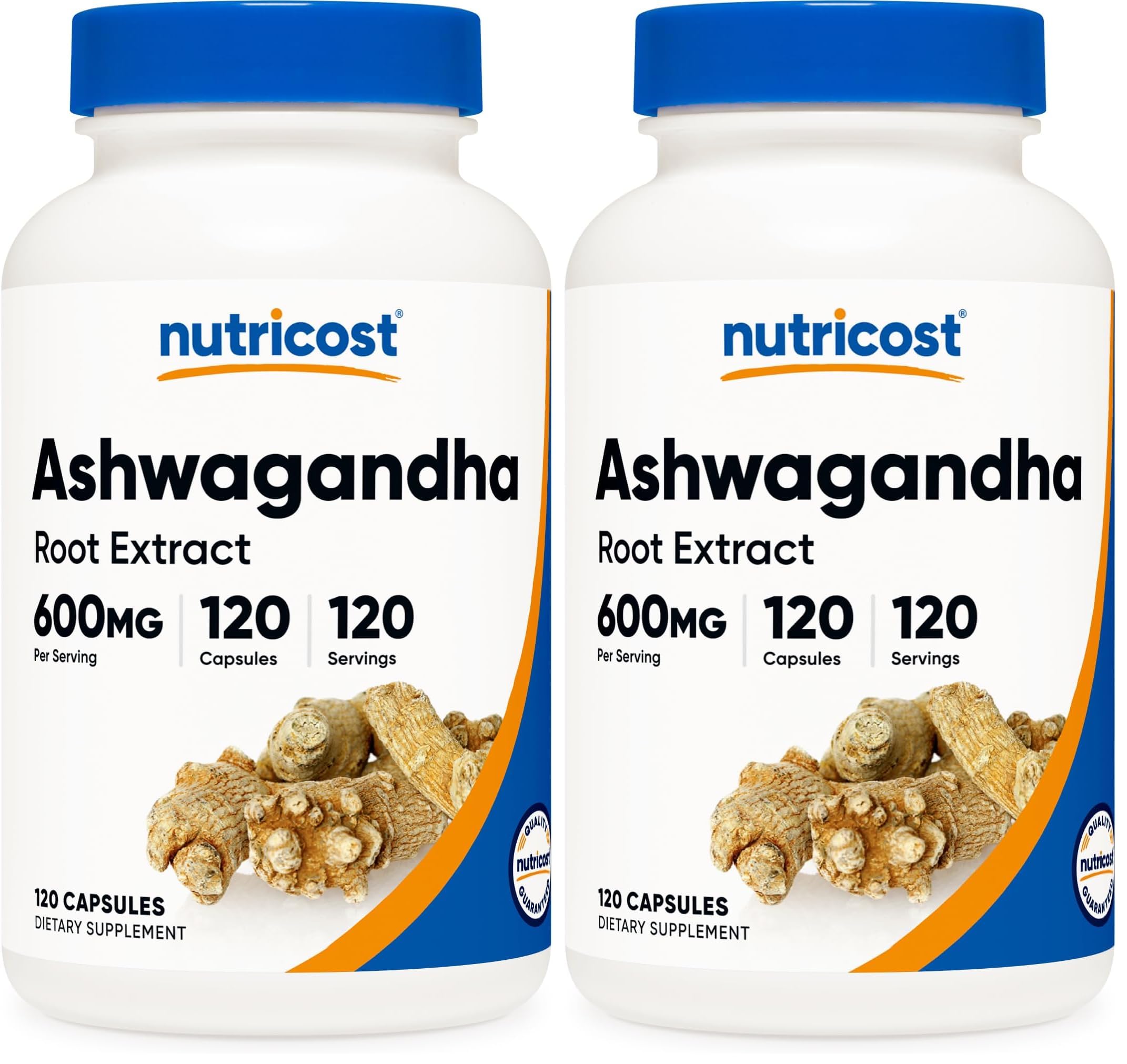 Nutricost Ashwagandha Herbal Supplement 600mg, 120 Capsules | Vegetarian, Non-GMO, Gluten Free, Ashwagandha Root
