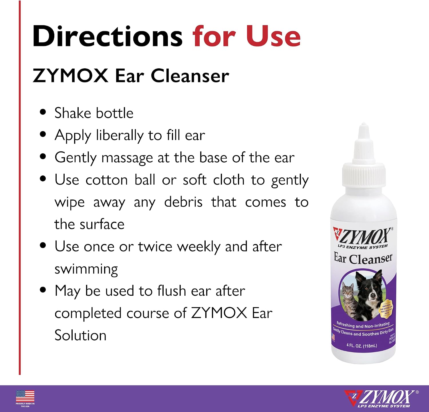 Zymox Ear Cleanser Solution for Dogs and Cats, 4oz