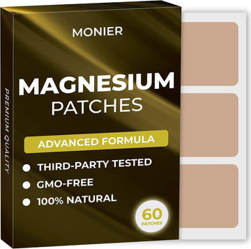 MONIER Magnesium Patches (Pack of 60) - 100% Natural Patch for Women | For Women and Men, With Calcium, Muscle And Bone Support, Calming, Enhanced Formula
