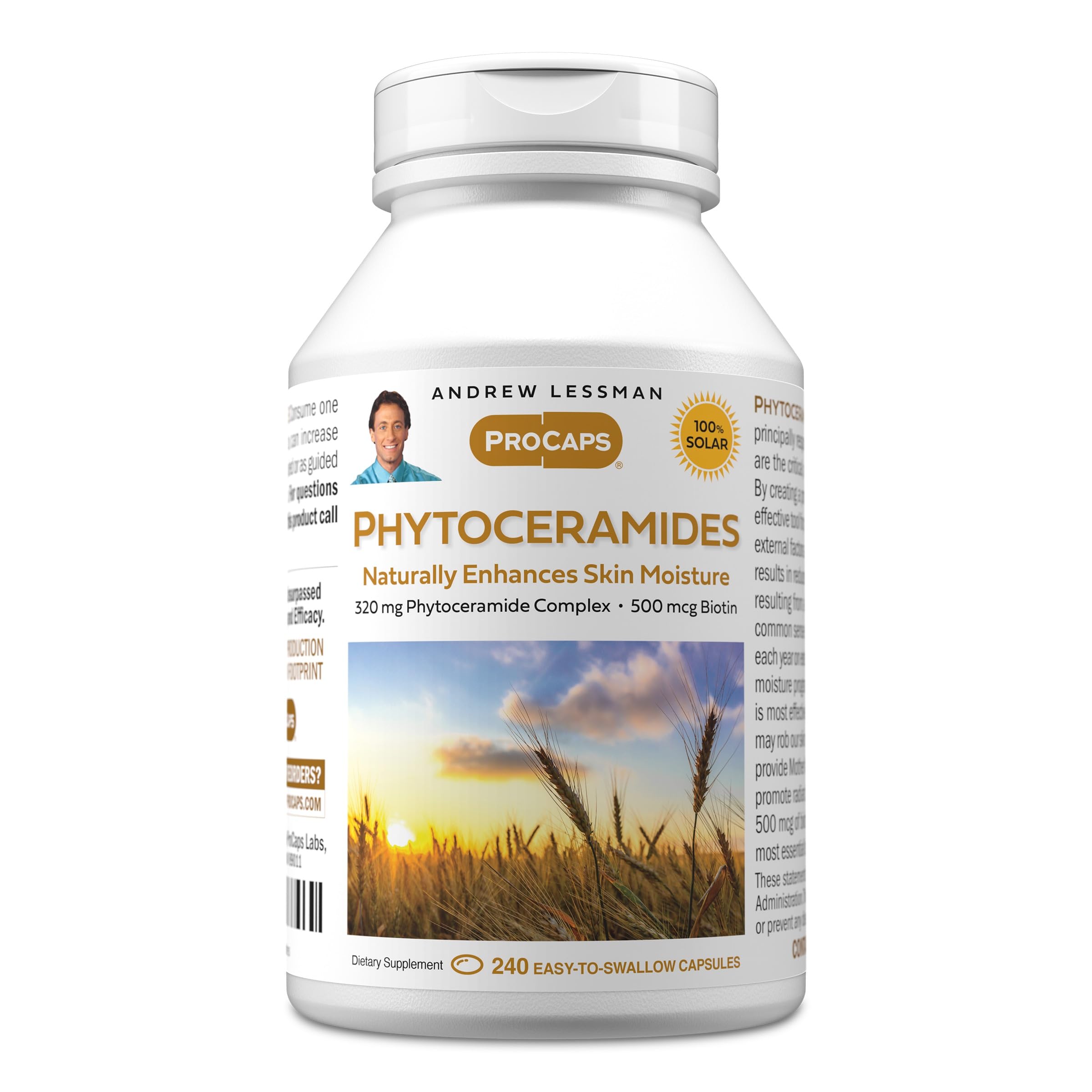 ANDREW LESSMAN Phytoceramides Skin Supplement, 60 Capsules | Plant-derived phytoceramides help support skin hydration, elasticity and a healthy-looking complexion from within.