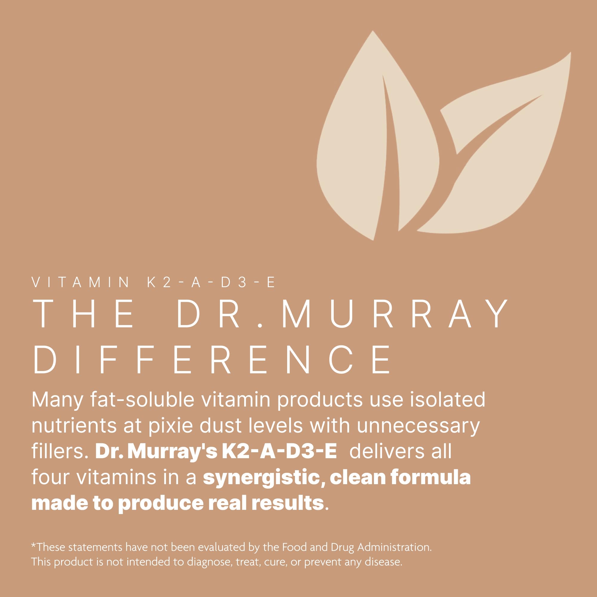 Dr. Murray's Vitamin K2-D3-A-E Liquid Vegan Capsules - Synergistic Fat-Soluble Blend | Bone, Vascular & Immune Support | Third-Party Tested | Clean Formulation | No Artificial Additives | 30 Count