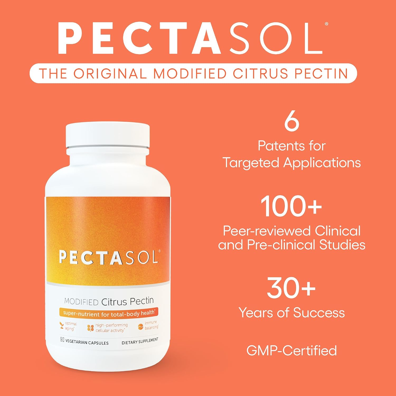 PectaSol Modified Citrus Pectin – 454g Powder + 270 Capsules – Promotes Optimal Long-Term Health & Healthy Aging – Super Nutrient Backed by 100+ Clinical Studies, Physician Formulated & Recommended