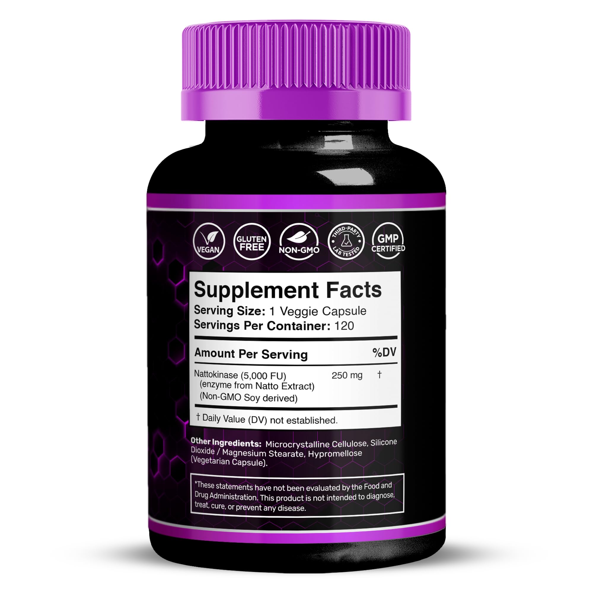 Nattokinase Supplement Capsules 5000 FU, Third-Party Tested Nattokinase – Enzymes from Japanese Natto – Daily Wellness Support – 120 Count (Pack of 1)