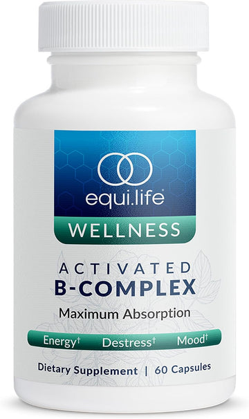 Equilife Activated B Complex Methylated Vitamin B Supplement, 60 Capsules | Biotin | Inositol | B12 & B6 | Supports Heart Health, Energy, Nervous System Function & Mood | Gluten Free | Vegan | Non-GMO