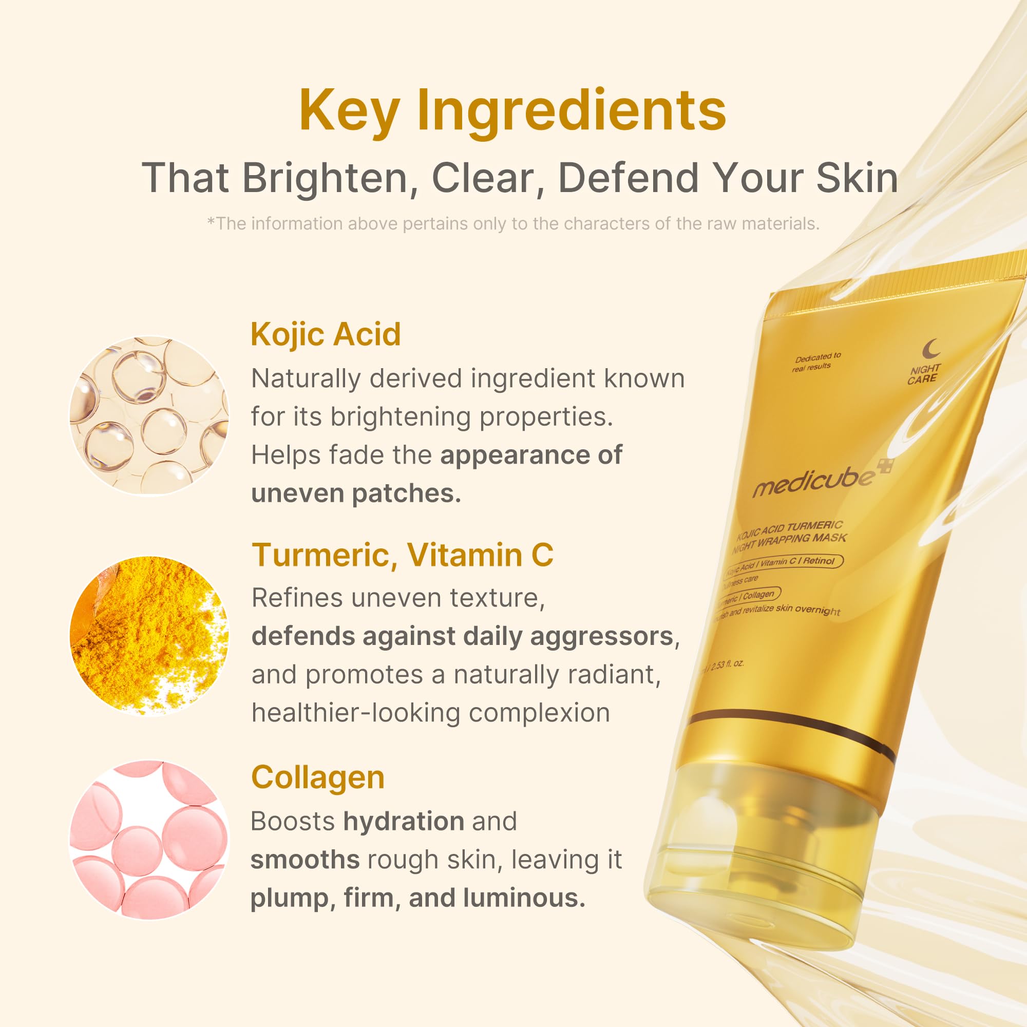 medicube Wrapping Mask Kojic Acid, Turmeric, Vitamin C Overnight Peel Off Facial Mask | Brighten & Defends Against Skin Stress for a Clear, Glowing Complexion | Korean Skin Care, 2.53 fl.oz