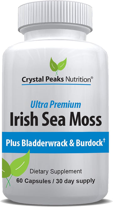 Organic Sea Moss Supplements with Bladderwrack and Burdock Root. Pure Sea Moss Supplement, Vegan, No Fillers, 60 SeaMoss Capsules with BioPerine for Maximum Benefit
