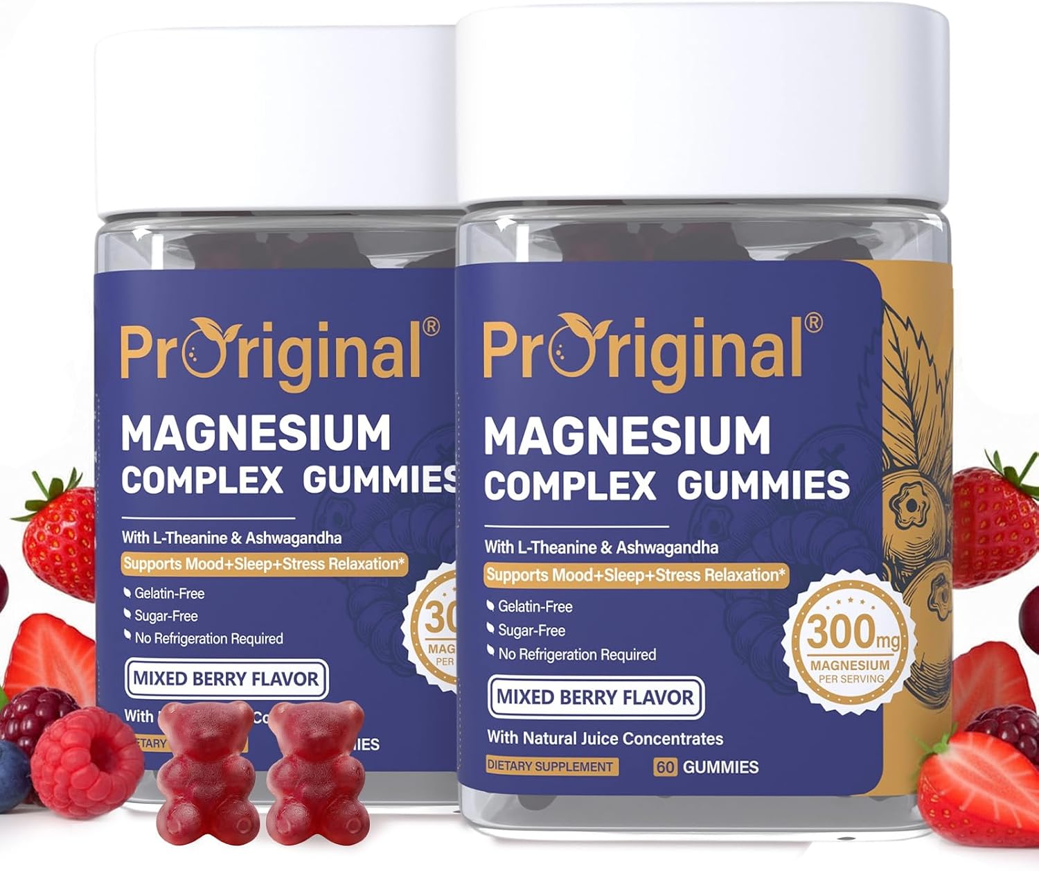 Magnesium Gummies for Stress & Sleep - 300mg Magnesium Complex with Glycinate, Citrate, Malate & Taurate - Supports Relaxation, Muscle & Heart Health - Vegan, Sugar-Free, Non-GMO - 120 Gummies