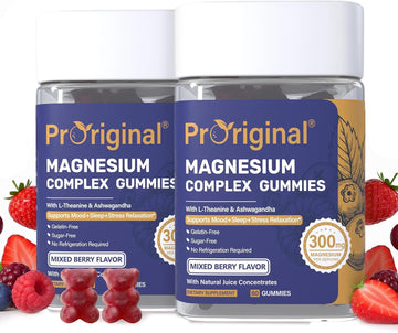 Magnesium Gummies for Stress & Sleep - 300mg Magnesium Complex with Glycinate, Citrate, Malate & Taurate - Supports Relaxation, Muscle & Heart Health - Vegan, Sugar-Free, Non-GMO - 120 Gummies