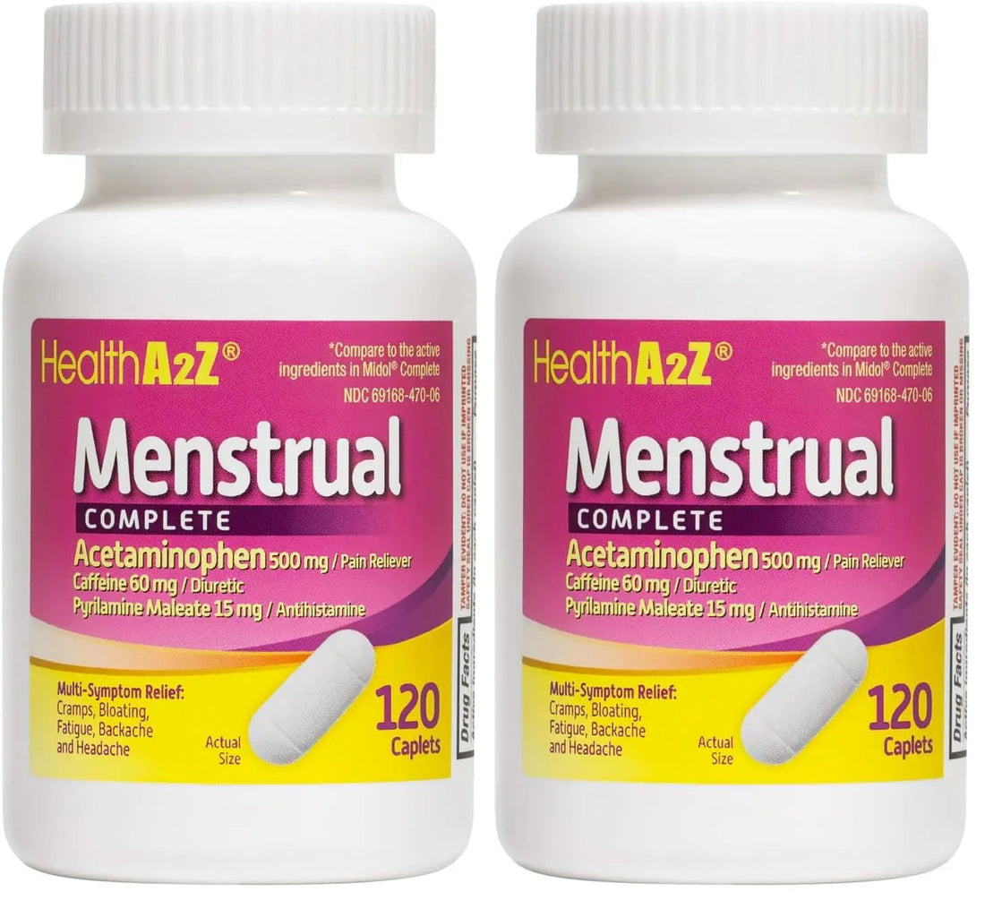 HealthA2Z® Menstrual Complete Pain Relief Tablets | Relieves Cramps, Bloating, Fatigue, Backache & Headache (120 Counts) (Pack of 2) HealthA2ZBuy Supplements Australia