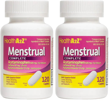 HealthA2Z® Menstrual Complete Pain Relief Tablets | Relieves Cramps, Bloating, Fatigue, Backache & Headache (120 Counts) (Pack of 2) HealthA2ZBuy Supplements Australia