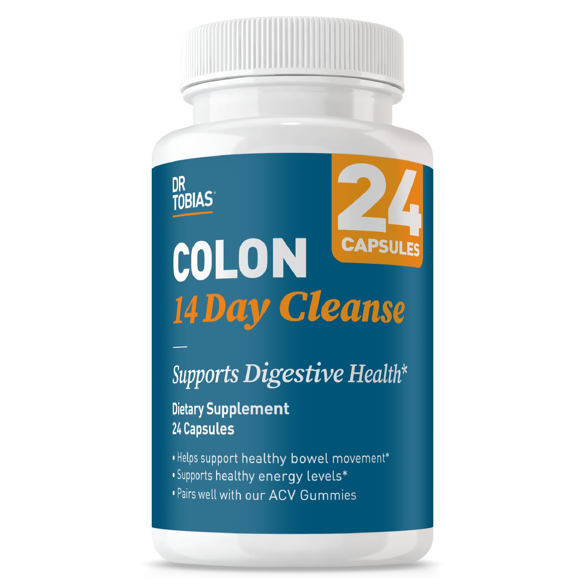 Dr. Tobias Colon 14 Day Cleanse | Supports Digestion & Gut Health | Colon Cleanse Detox | Constipation Relief & Gut Health Support for Women & Men | Psyllium + Senna + Probiotics | 28 Capsules