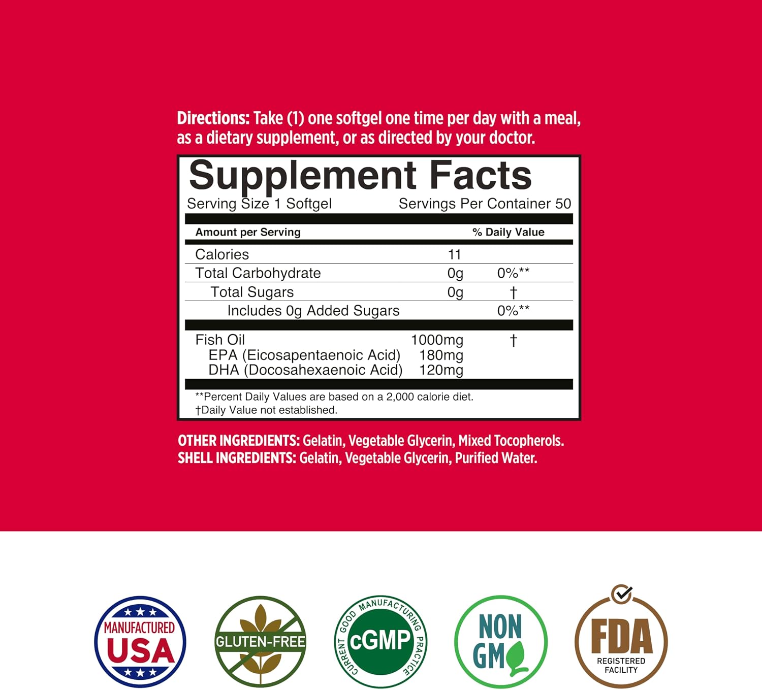 Basic Brands Smart Heart Omega-3 Fish Oil 1000 mg | Heart, Brain & Joint Health, Healthy Triglycerides, Purified Fish Oil, Non-GMO, Gluten-Free, 50 Softgels