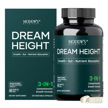 Moddy's Nutrition DreamHeight Growth Supplement for Kids & Teens, Bone, Immune & Sleep Support, Clinically Studied Formula, 120 Small Easy-to-Swallow Capsules Moddy's NutritionBuy Supplements Australia