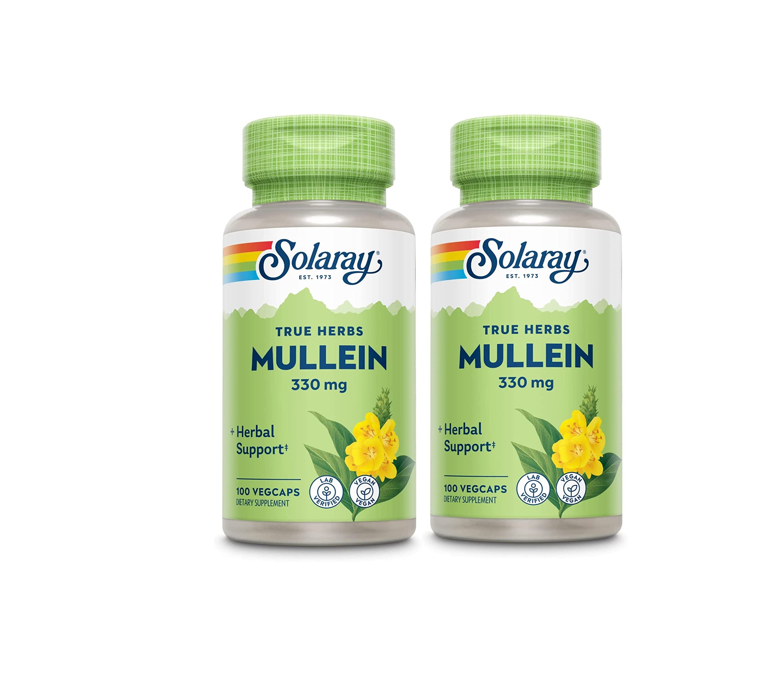 SOLARAY Mullein Leaf 330 mg - Soothing Herbal Support - Mullein Capsules Traditionally Used to Support Health and Wellness - Vegan, Non-GMO, Lab Verified, 60-Day Guarantee, 100 Servings, 100 VegCaps