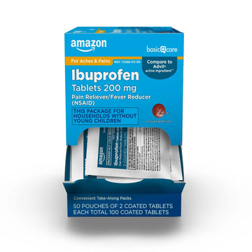 Amazon Basic Care Ibuprofen Tablets, 200 mg, Pain Reliever and Fever Reducer, For Headache, Muscular Aches, Arthritis, Backache, Menstrual Pain, 100 Count (Pack of 1) Amazon Basic CareBuy Supplements Australia