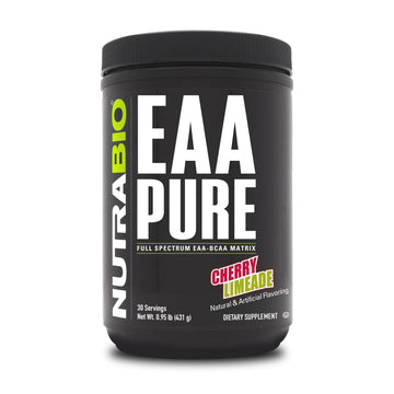 NutraBio – EAA Pure – 9 Amino Acids – Muscle Repair and Recovery, 30 Servings, Cherry Limeade – Pre or Post Workout – All Day Recovery NutraBioBuy Supplements Australia