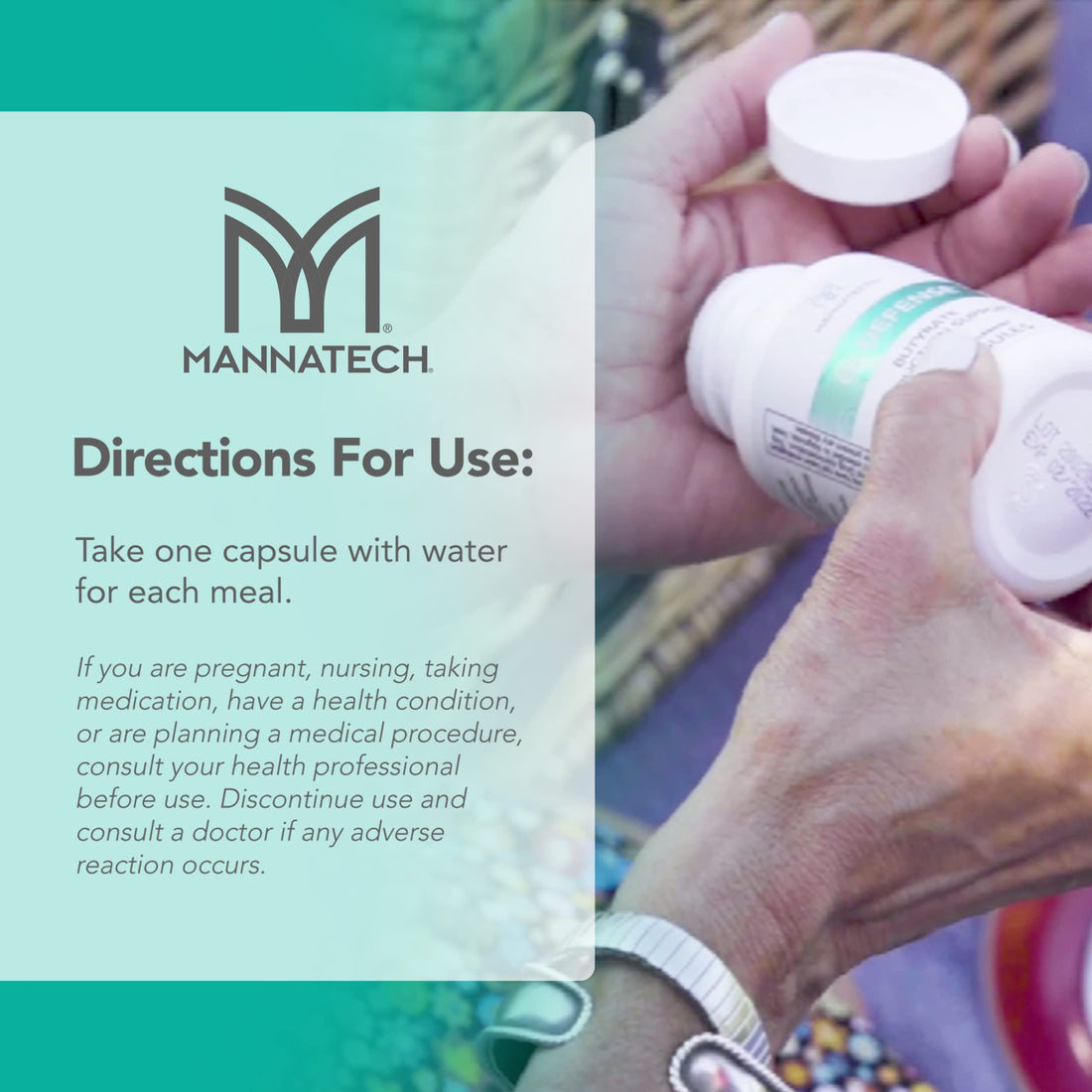 Mannatech GI-Defense dietary supplement bottle on a white background