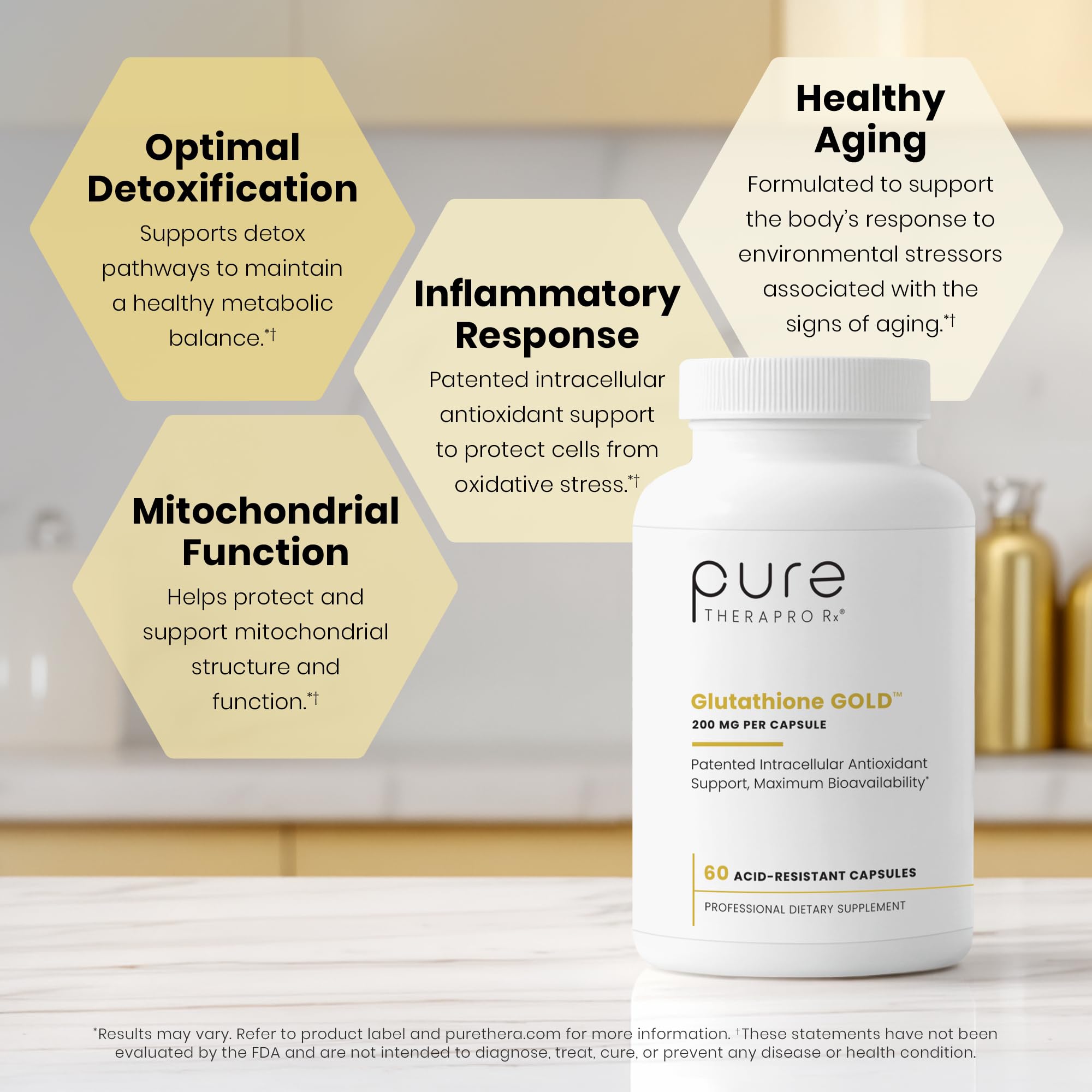Pure Therapro Rx S-Acetyl Glutathione Gold, Extra-Strength | Patented Acetylated Form of Glutathione (EMOTHION) from Italy | Pharmaceutical Grade | Zero Fillers (60 Capsules (300mg))