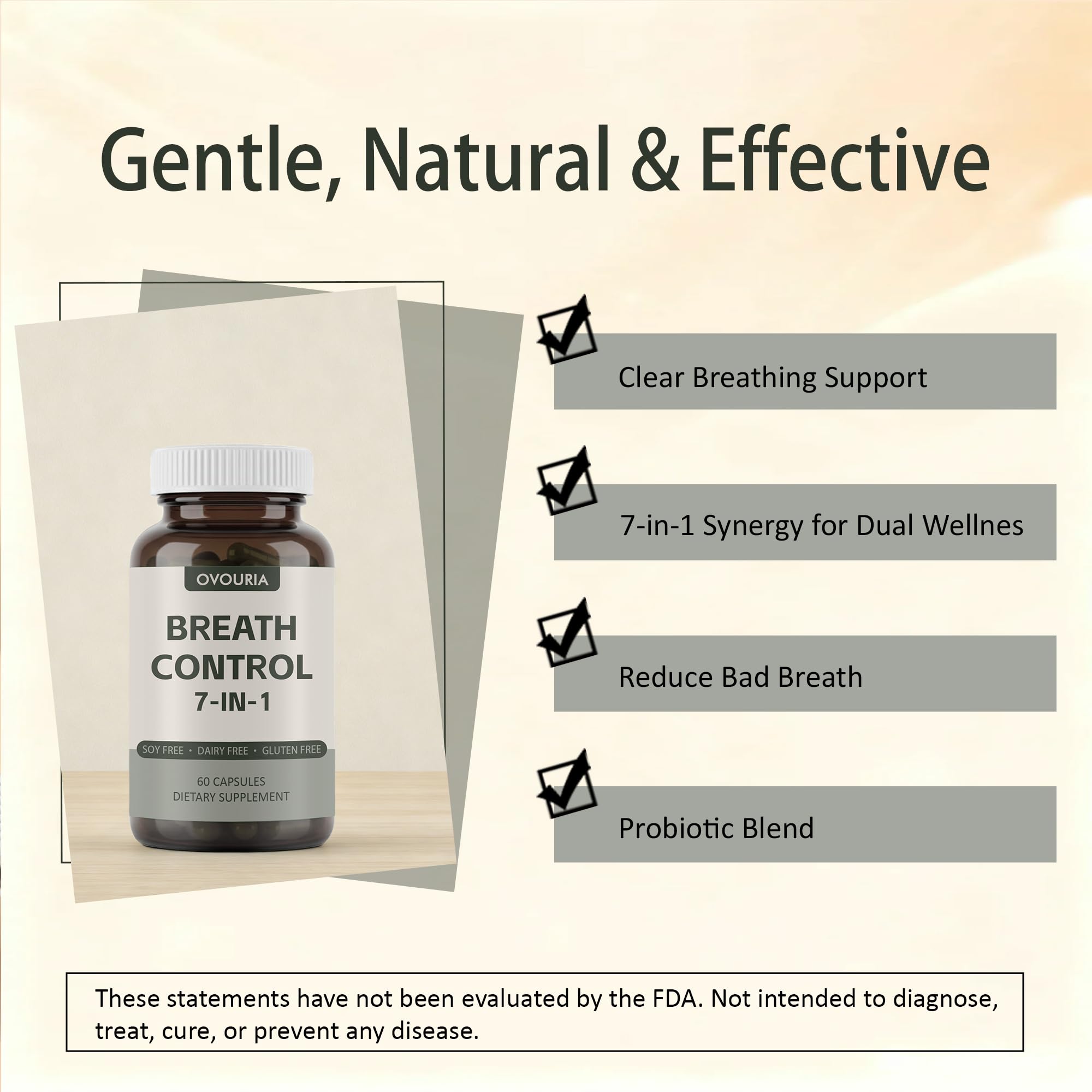 TANSPRESSO ovouria Breath & Gut Balance Capsules - 7-in-1 Formula with Probiotics, Zinc Gluconate & Magnesium Citrate for Fresh Breath, Chronic Halitosis Relief & Digestive Wellness, 60 Count(1pc) TANSPRESSOBuy Supplements Australia