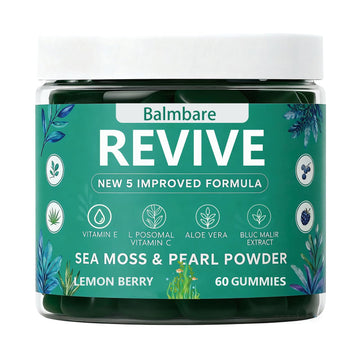 Balmbare Revive Gummies for Hair Loss, with Organic Irish Sea Moss Pearl Powder, Vitamins C & E, Aloe Vera - Supports Healthy Hair, Skin & Nails Growth (1pcs) ReviveNerveBuy Supplements Australia