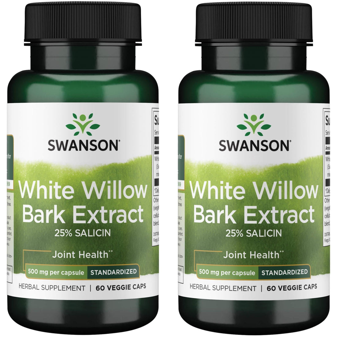 Swanson Maximum Strength White Willow Bark Extract-Promotes Joint Support & Muscle Relief-Standardized to 25% Salicin-Natural Supplement with No Stomach Irritation (60 Veggie Caps, 500mg Each) 2 Pack SwansonBuy Supplements Australia