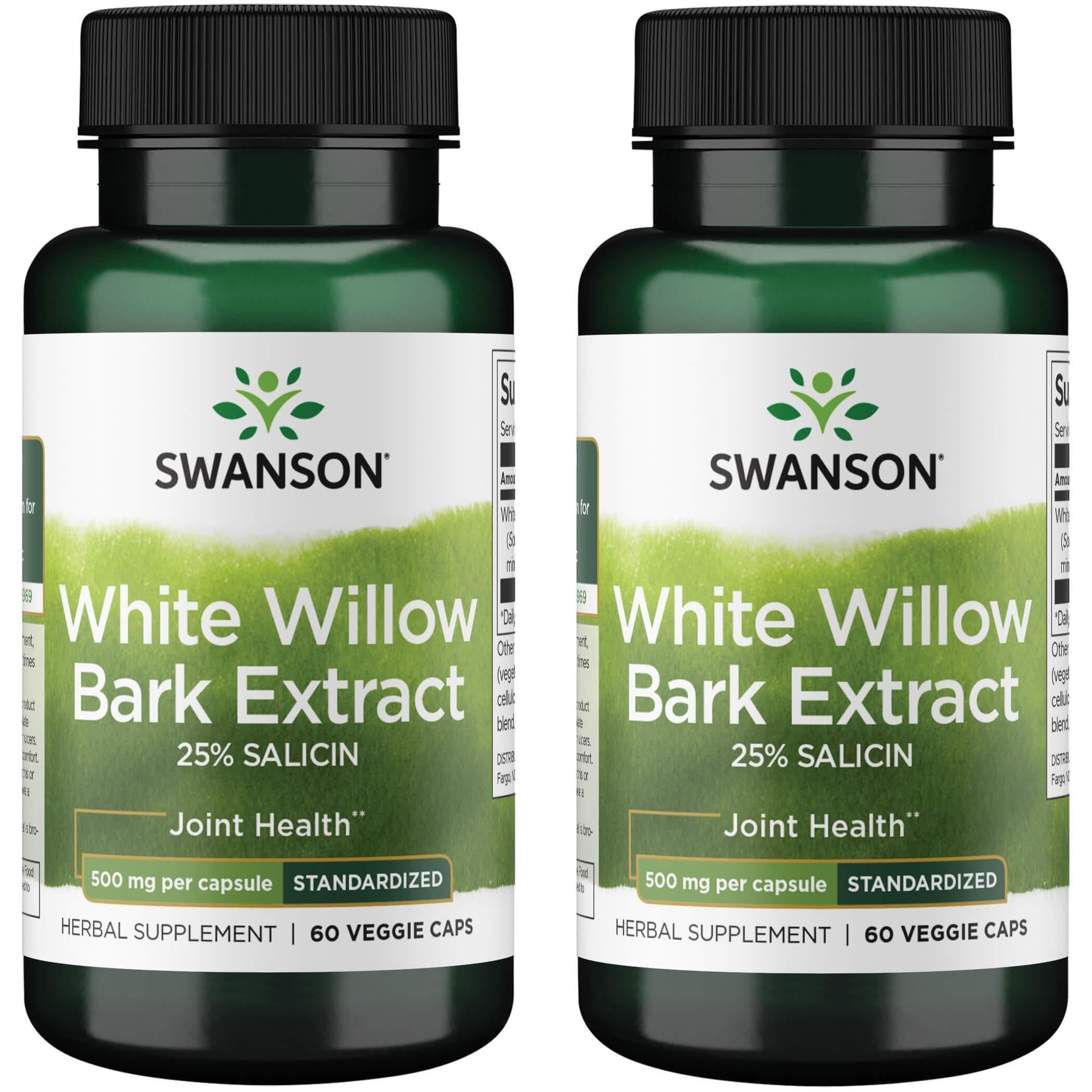 Swanson Maximum Strength White Willow Bark Extract-Promotes Joint Support & Muscle Relief-Standardized to 25% Salicin-Natural Supplement with No Stomach Irritation (60 Veggie Caps, 500mg Each) 2 Pack SwansonBuy Supplements Australia