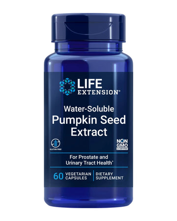 Life Extension Water-Soluble Pumpkin Seed Extract, Promotes Prostate & Urinary Tract Health, Bladder Health Support, Men, Women, Gluten-Free, Non-GMO, Vegetarian, 60 Capsules Life ExtensionBuy Supplements Australia