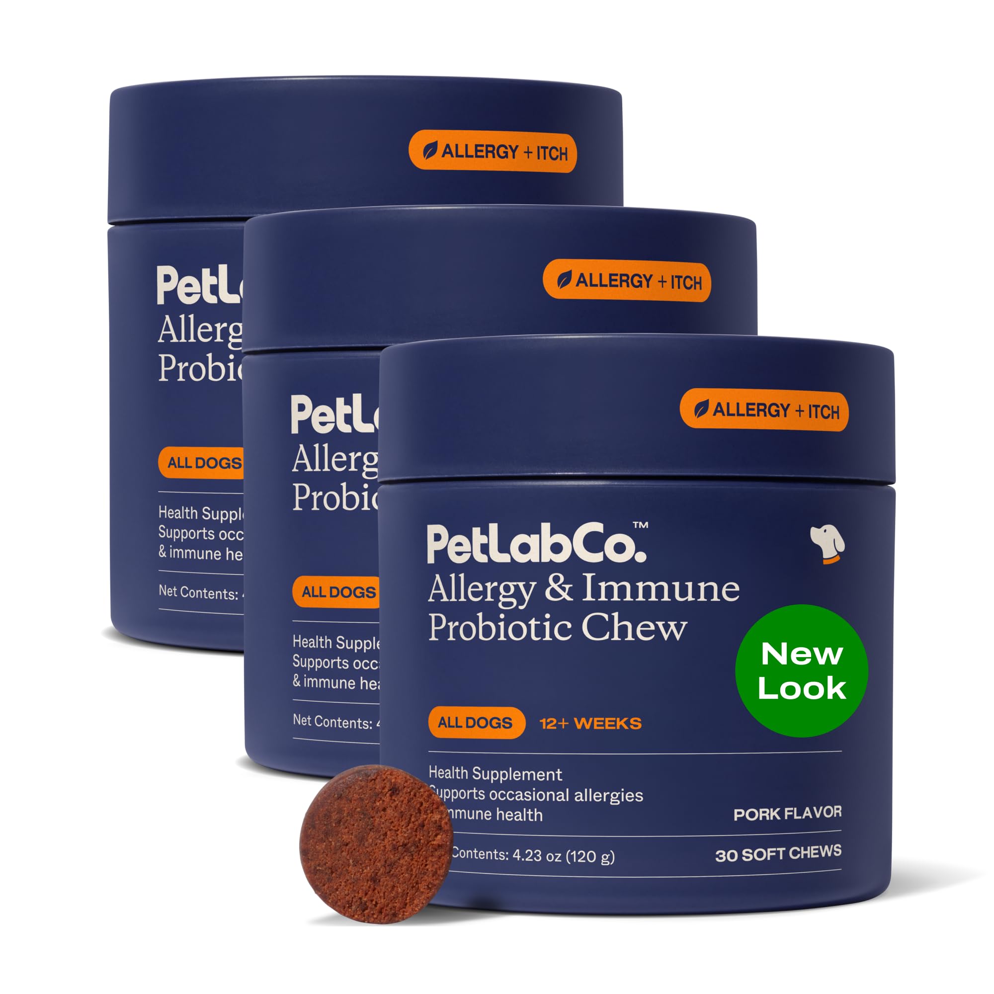PetLab Co. Allergy & Immune Probiotic Chews, 30 Soft Chews, Pork | Omega-3s, colostrum and prebiotics to support yeast balance, skin health and immune function