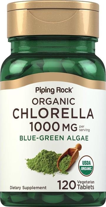 Piping Rock Chlorella | 1000mg | 120 Tablets | Organic Blue-Green Algae | Non-GMO, Gluten Free Supplement