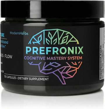 Prefronix Nootropic Brain Supplement, Ginkgo Biloba, Memory & Cognitive | 100-Day Supply; Caffeine-Free Daily Focus; 14 Botanicals for Men, Women and Seniors; GMP-Certified Quality