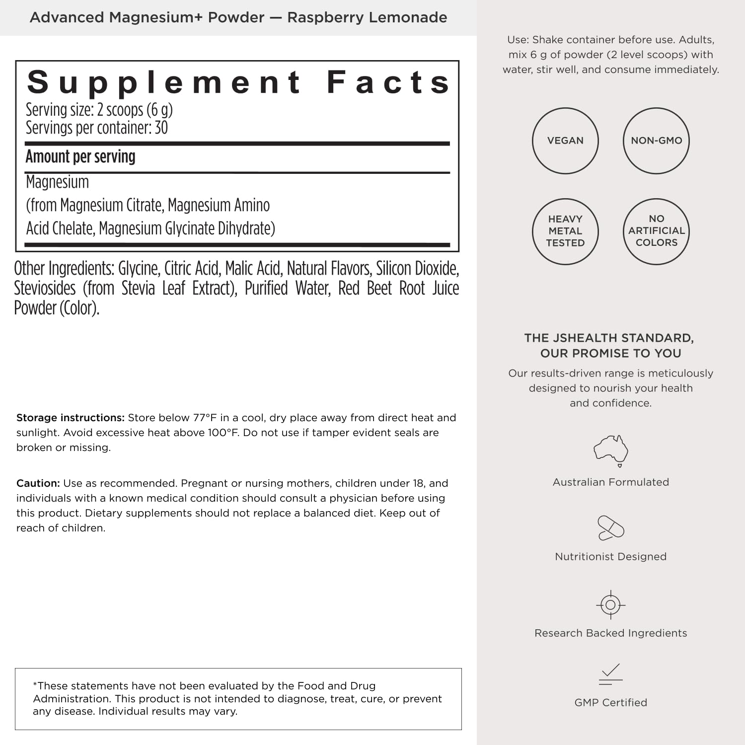 JSHealth Magnesium Supplement for Sleep. 400mg Triple-Form Glycinate | Made with Citrate, Amino Acid Chelate Developed By Nutritionist Jessica Sepel