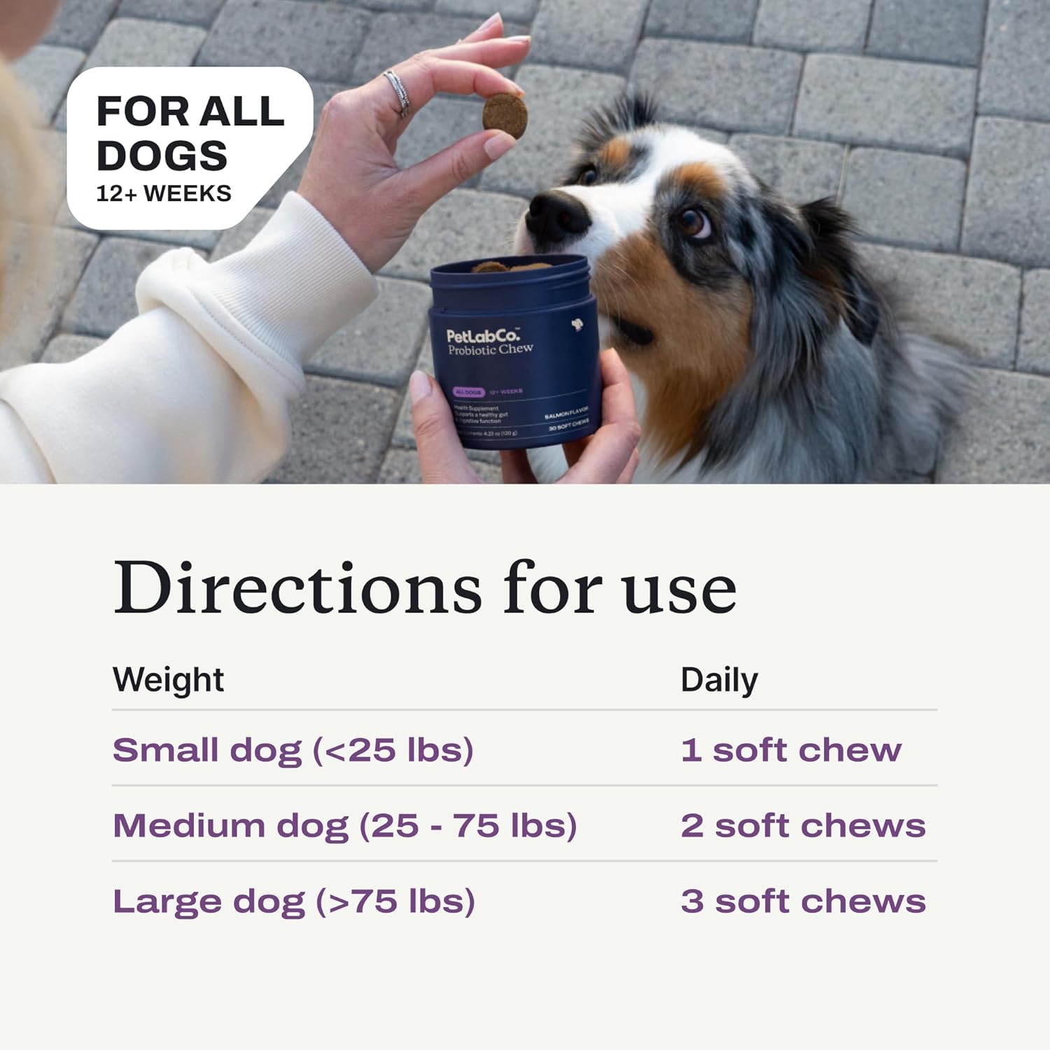 PetLab Co. Probiotic Chews for Dogs, 30 Soft Chews, 3-Pack | 8-strain probiotic blend with prebiotics to support digestive health, skin and seasonal allergy support