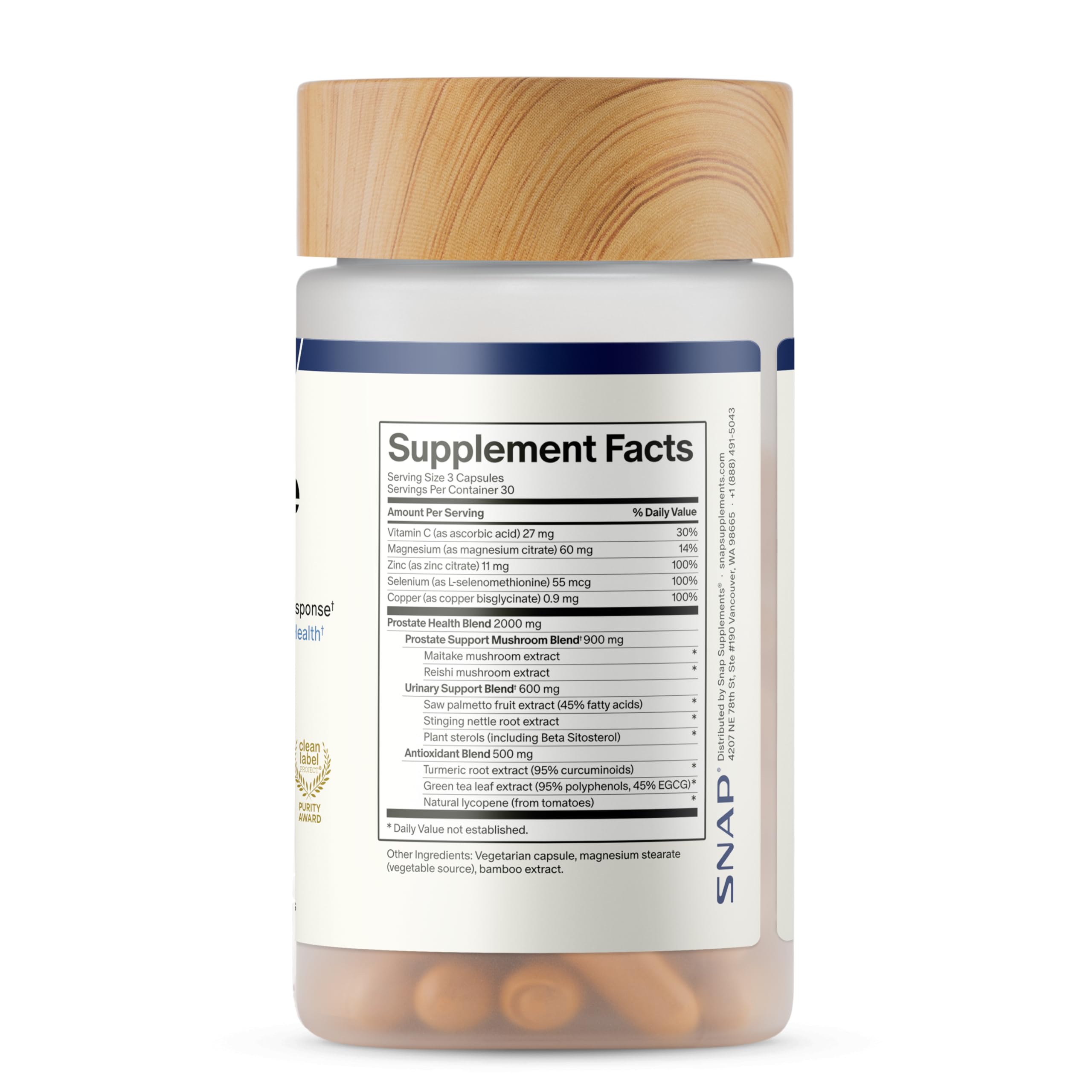 Snap Supplements Prostate Health Supplements for Men, 90 Vegan Capsules | Supports Urinary Tone and Healthy DHT Balance, Saw Palmetto for Men, Stinging Nettle, Beta-Sitosterol, Non-GMO, Gluten-Free