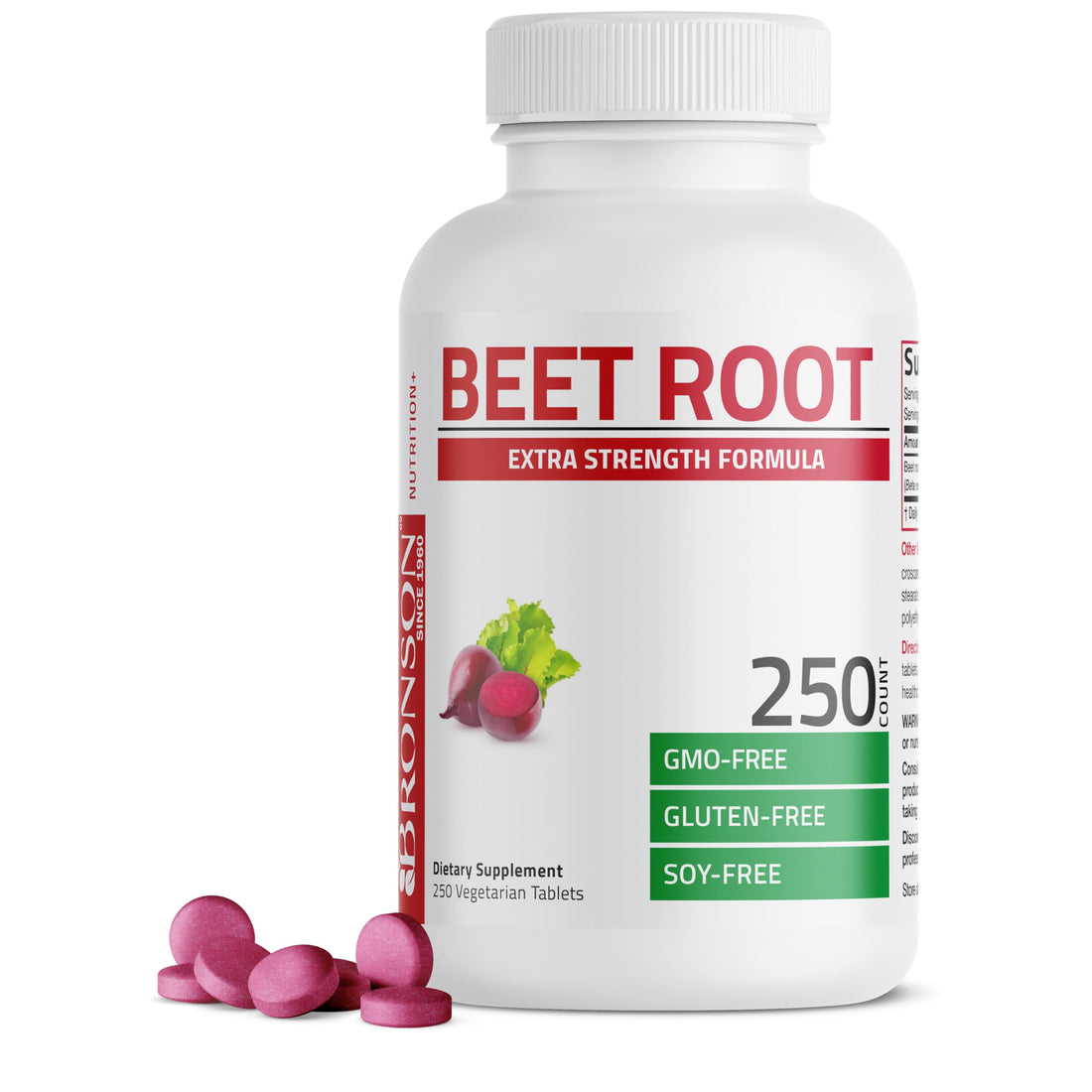 Bronson Beet Root Extra Strength, Non-GMO, 250 Vegetarian Tablets - PrimeBioHealth - canada supplements