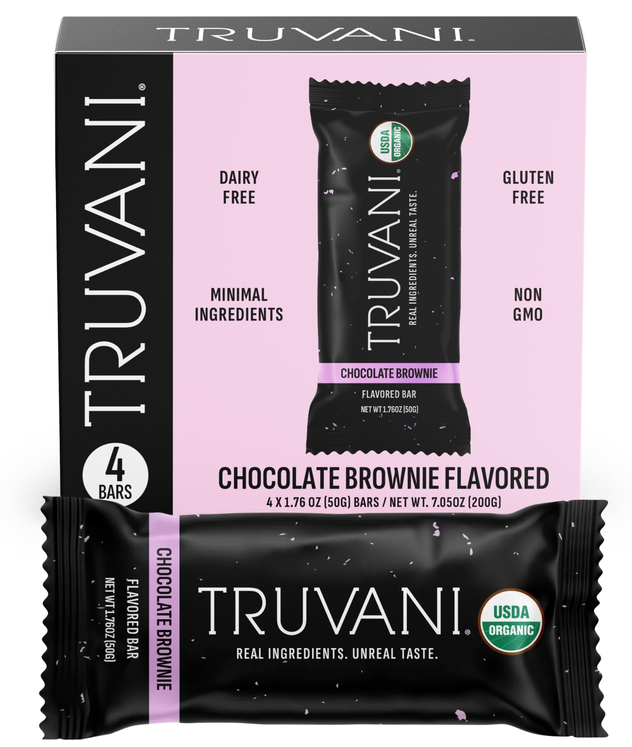 Truvani Plant Based Snack Bars | Variety | 12 Pack | Vegan | 5-8g Protein | USDA Organic and Vegan | Dairy, Soy, and Gluten Free | Individually Wrapped