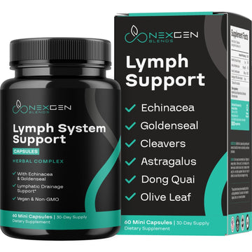 Herbal Lymph System Support Supplement - Lymphatic Support Complex with Echinacea Goldenseal Astragalus & Hydroxytyrosol for Lymphatic Drainage & Immune Support - Vegan Non-GMO Gluten Free (1 Month) NEXGEN BLENDS buy supplements Au
