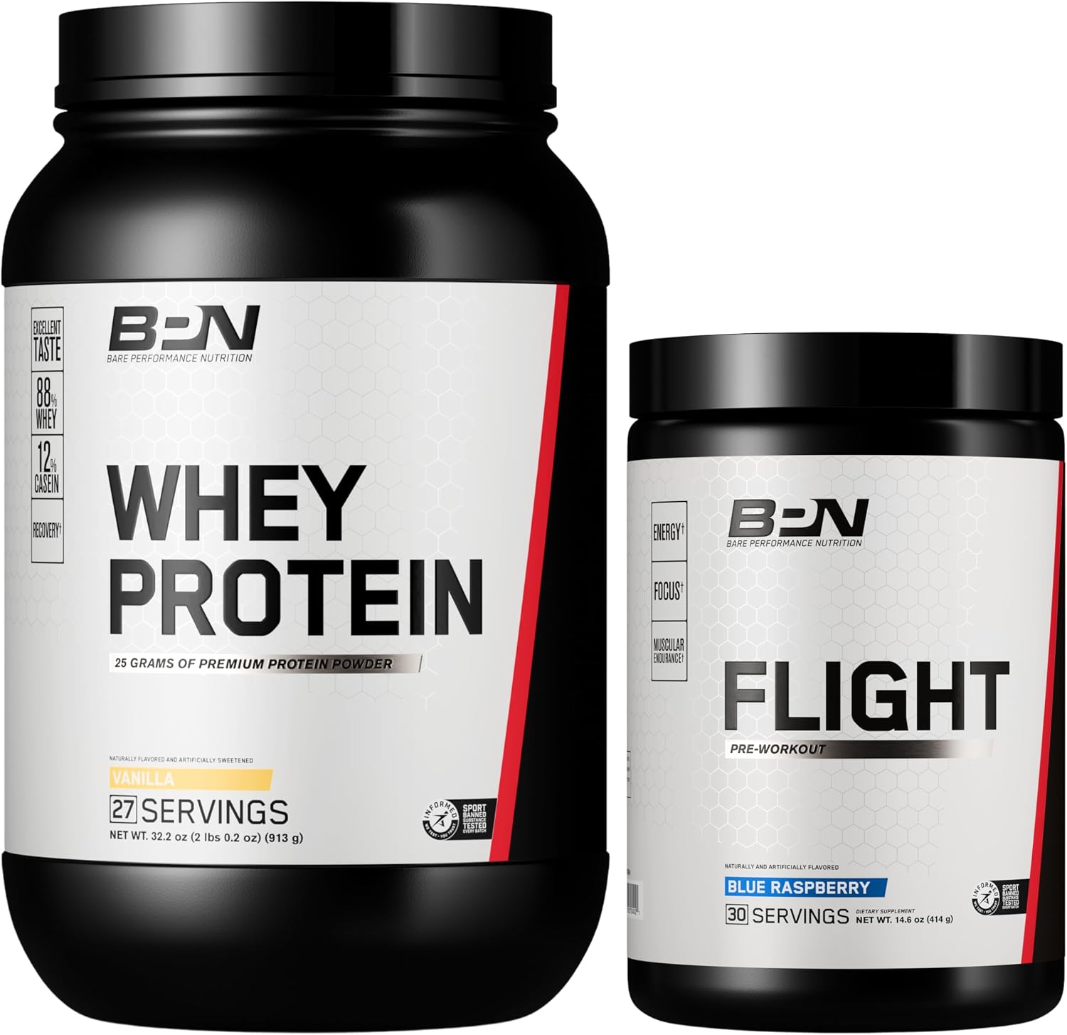 BARE PERFORMANCE NUTRITION BPN Whey Protein & Flight Blue Raspberry Bundle